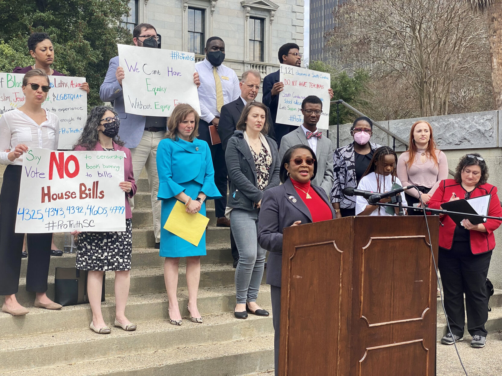 SC teachers, parents, legal organizations, lawmakers protest CRT bills ahead of hearing